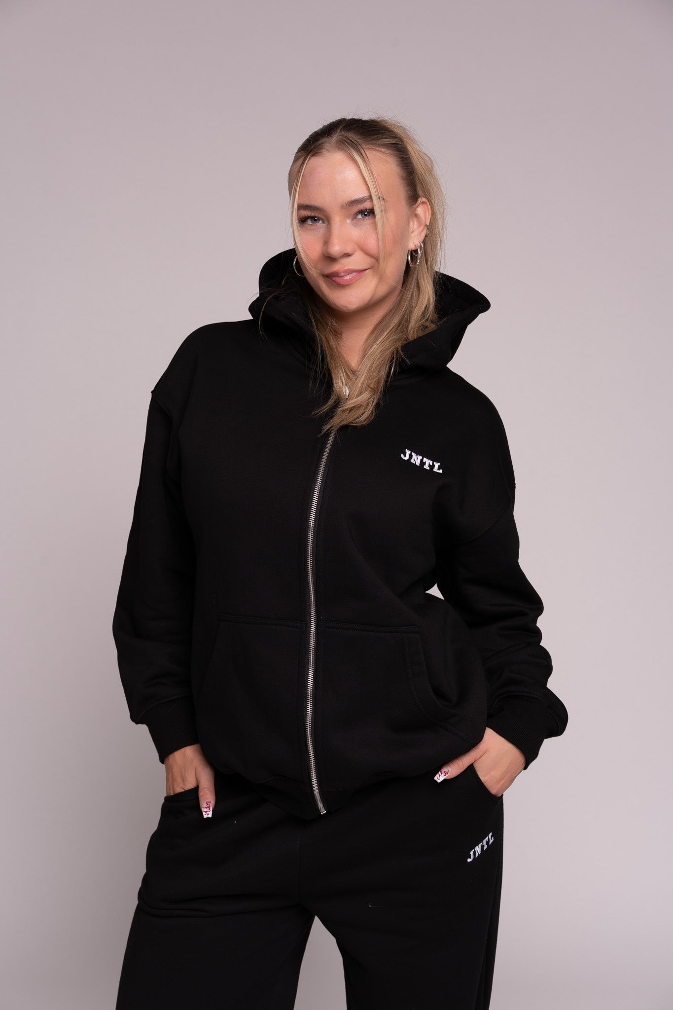 JNTL Oversized Zip Hoodie (Black)