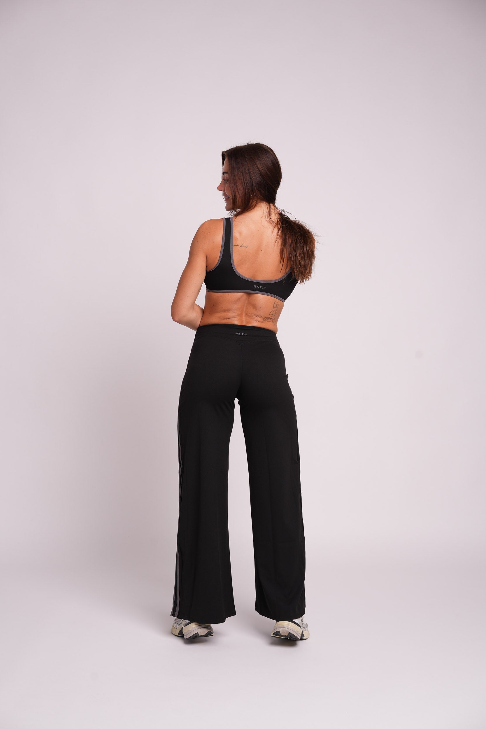Flow Striped Wide leg pants (Black/Grey)