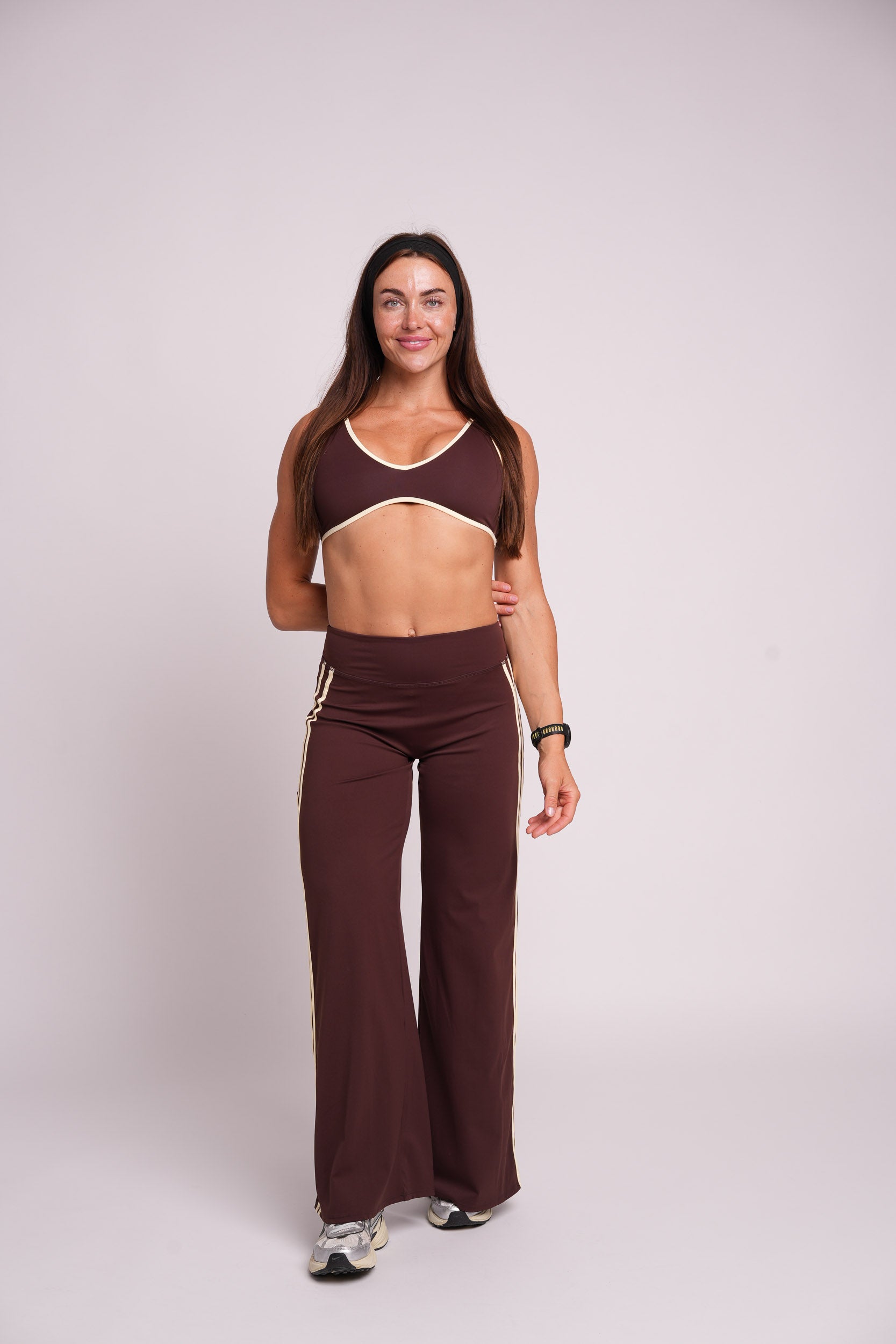 Flow Striped Sculpt Sports Bra (Brown)
