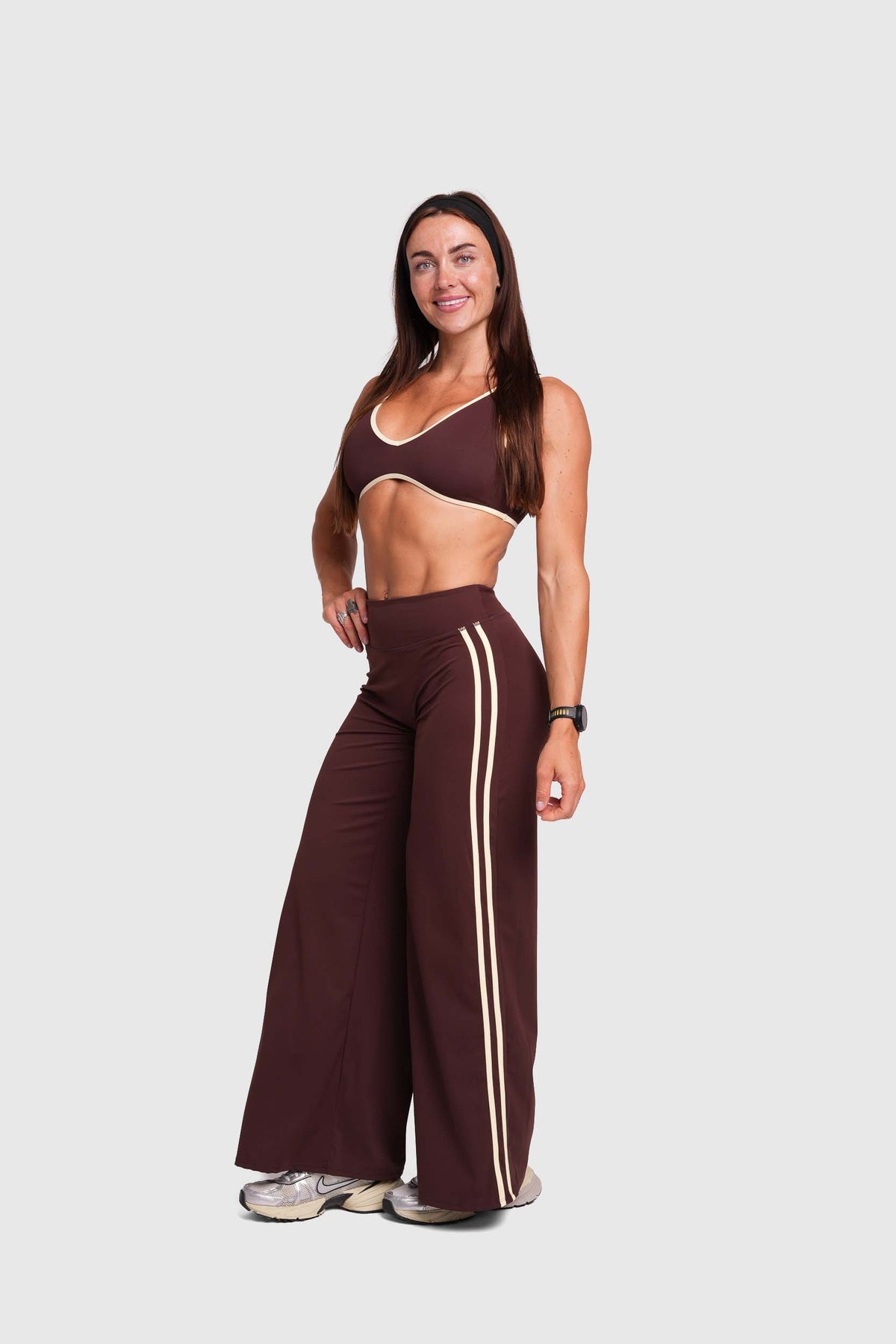 Flow Striped Wide leg pants (Brown/Butter Yellow)