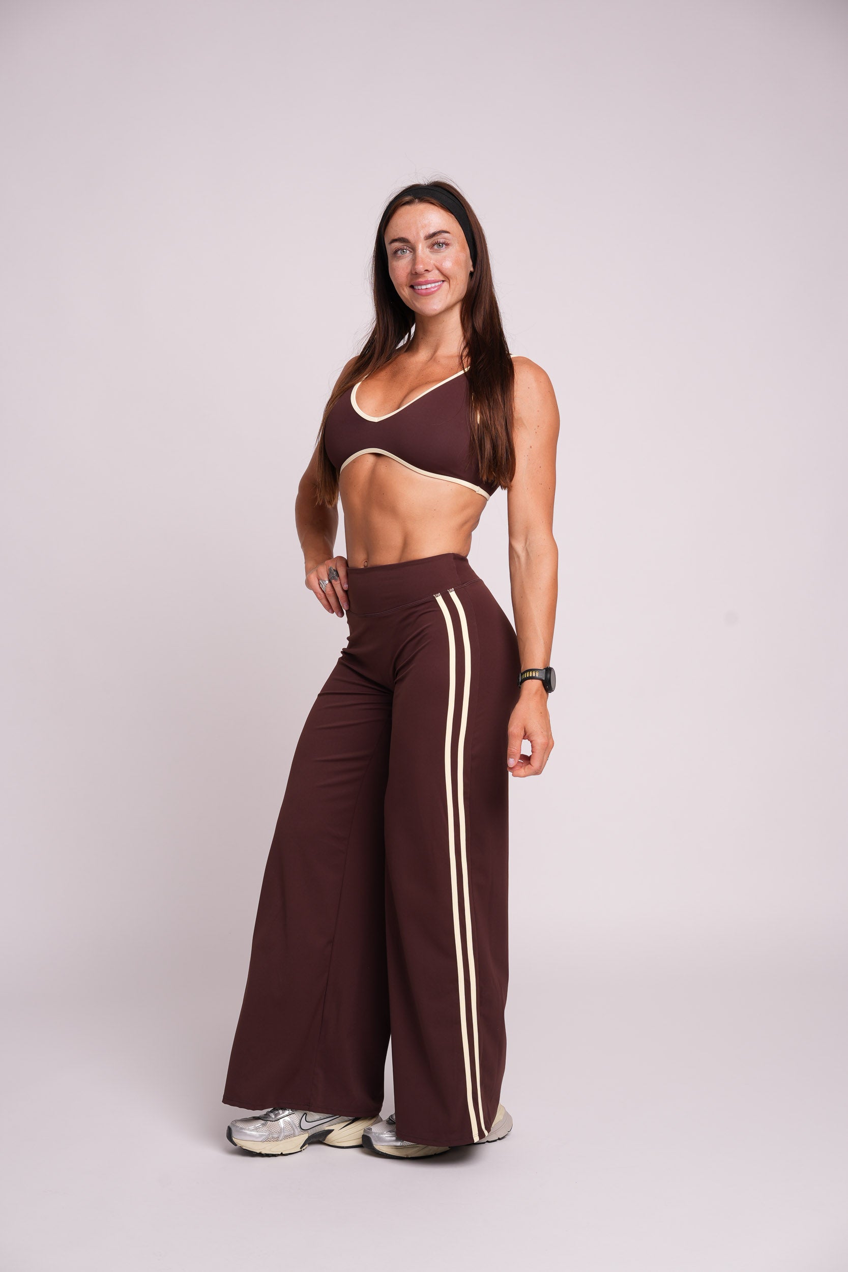 Flow Striped Wide leg pants (Brown/Butter Yellow)