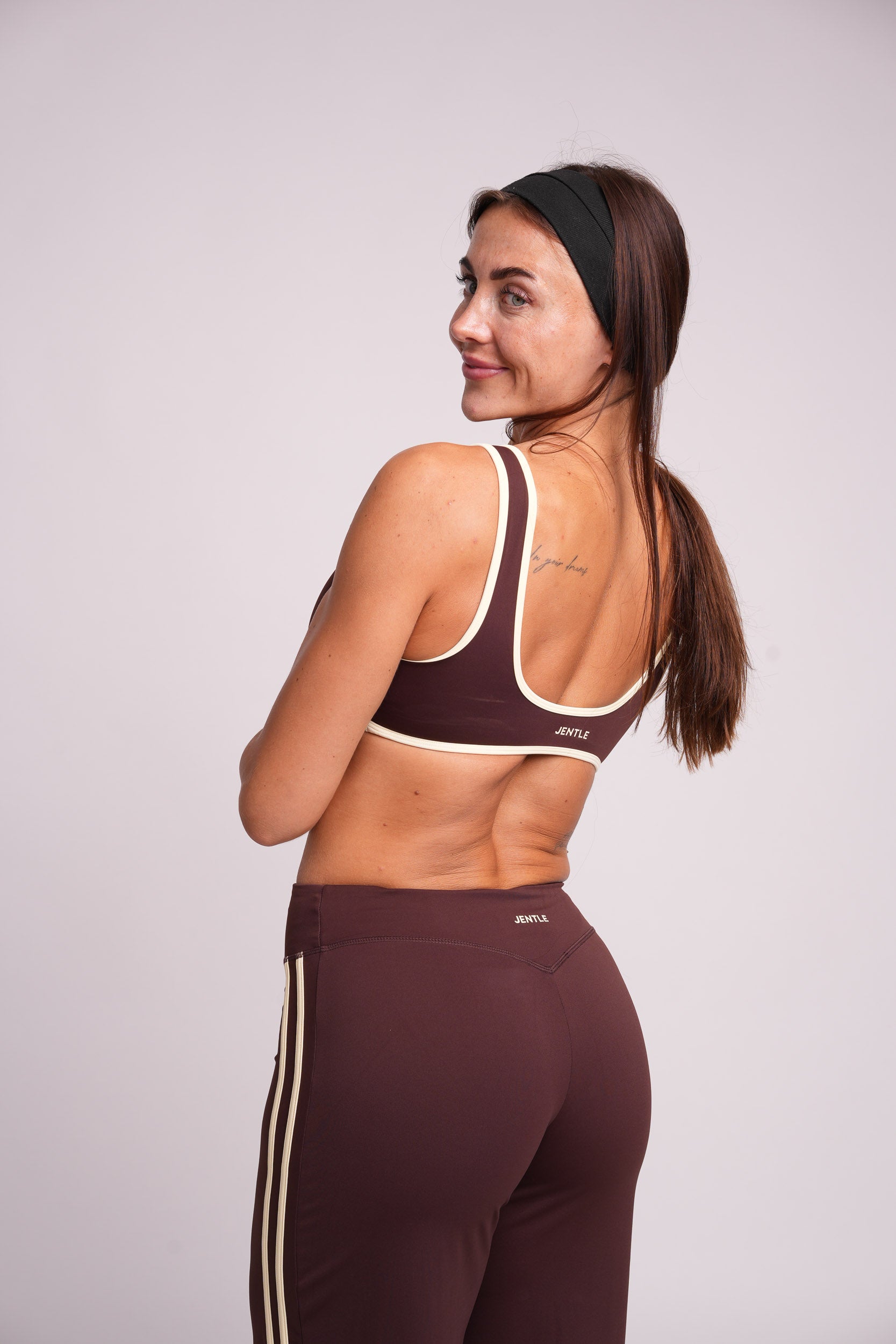 Flow Striped Sculpt Sports Bra (Brown)