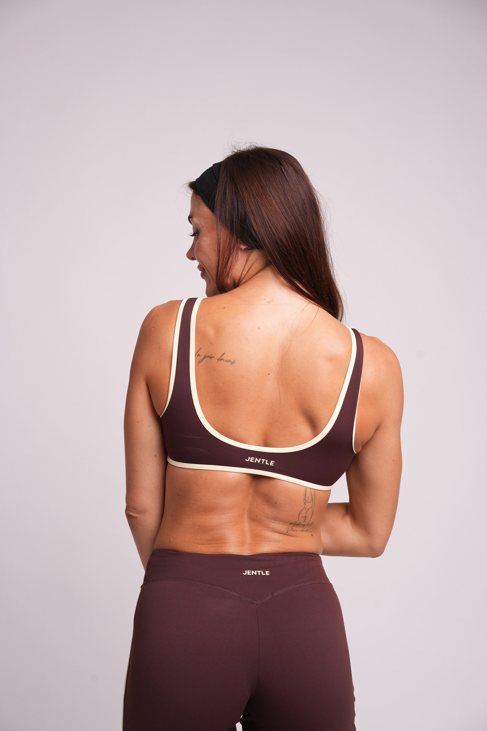 Flow Striped Sculpt Sports Bra (Brown)