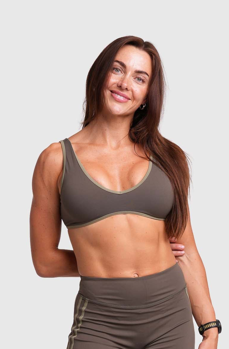 Flow Striped Sports Bra (Army Green)