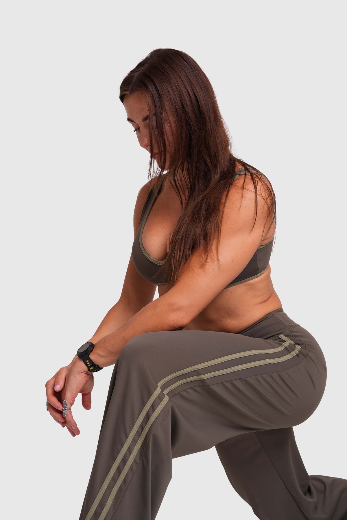 Flow Striped Sports Bra (Army Green)