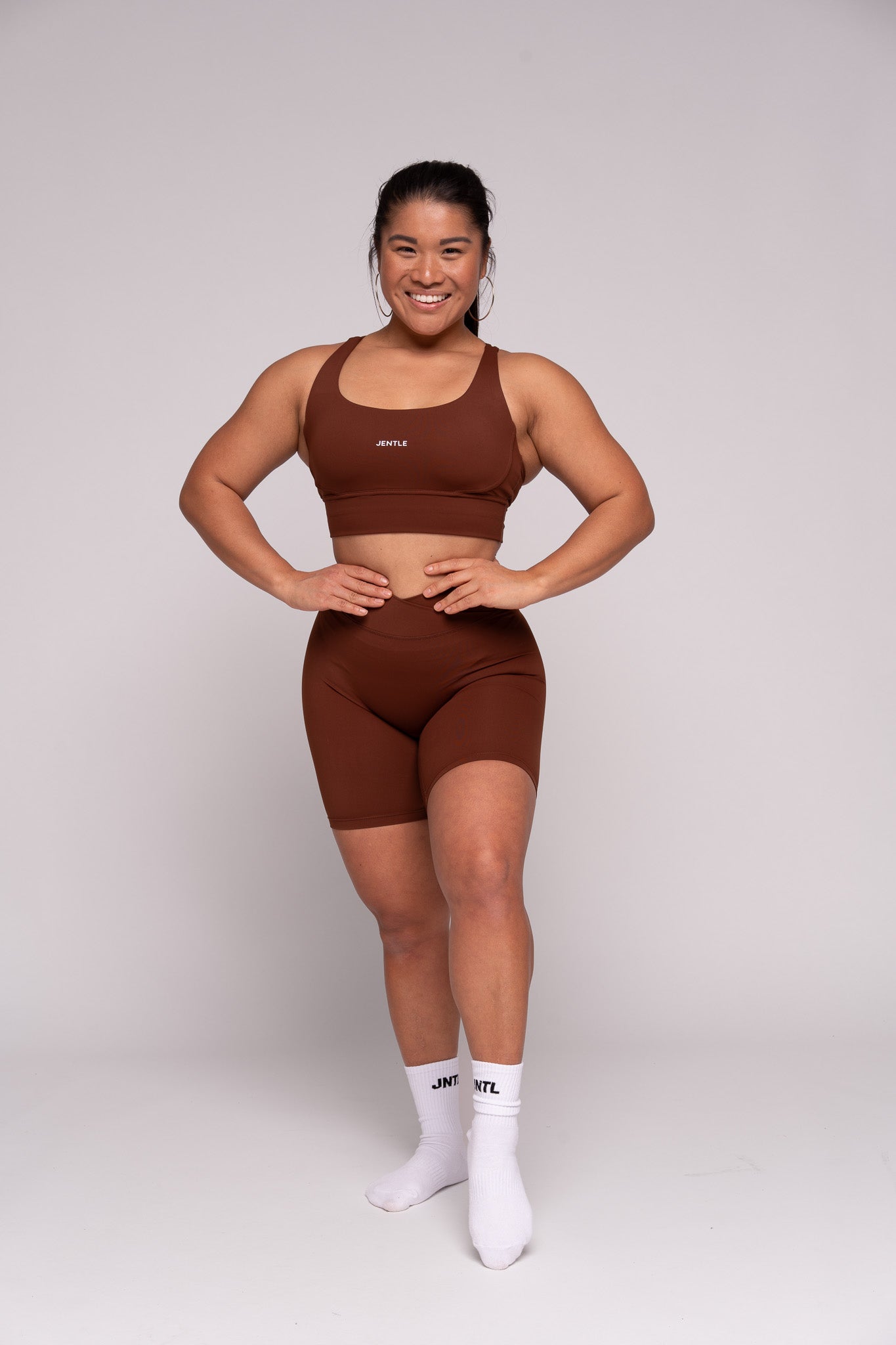 Thrive V-Cut Shorts (Brown) & Thrive Active Sports Bra (Brown)