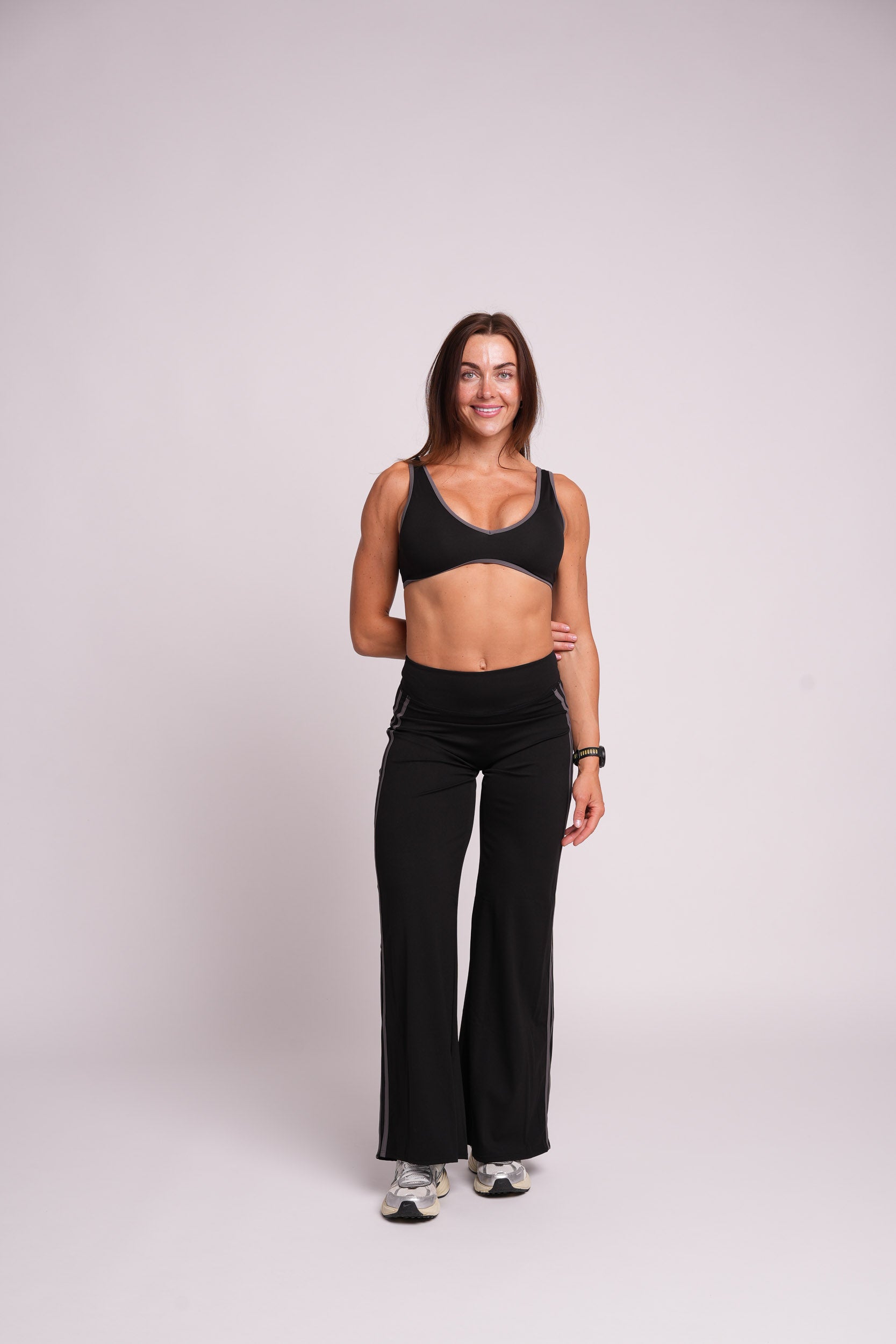 Flow Striped Wide leg pants (Black/Grey)