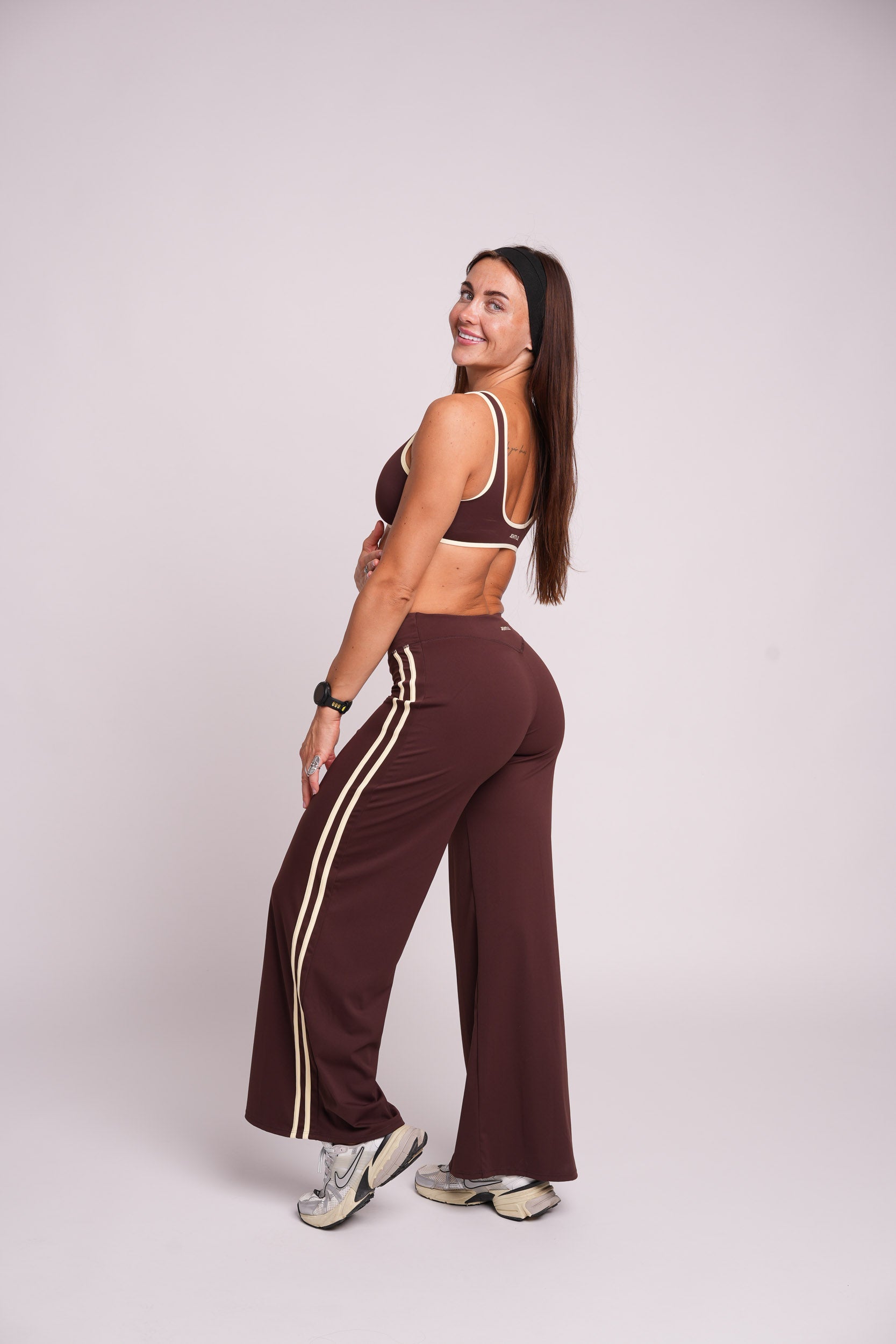 Flow Striped Wide leg pants (Brown/Butter Yellow)