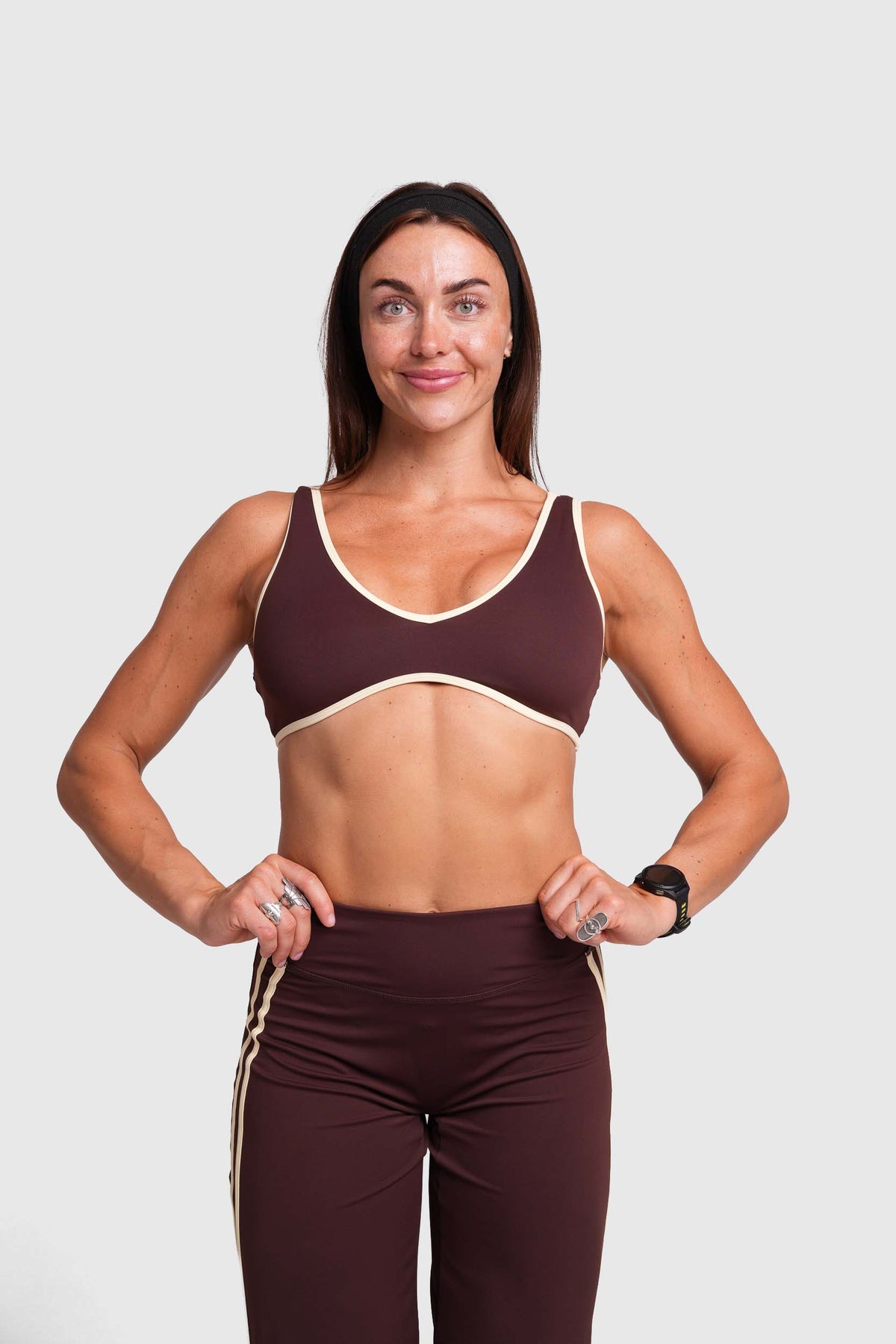 Flow Striped Sports Bra (Brown)