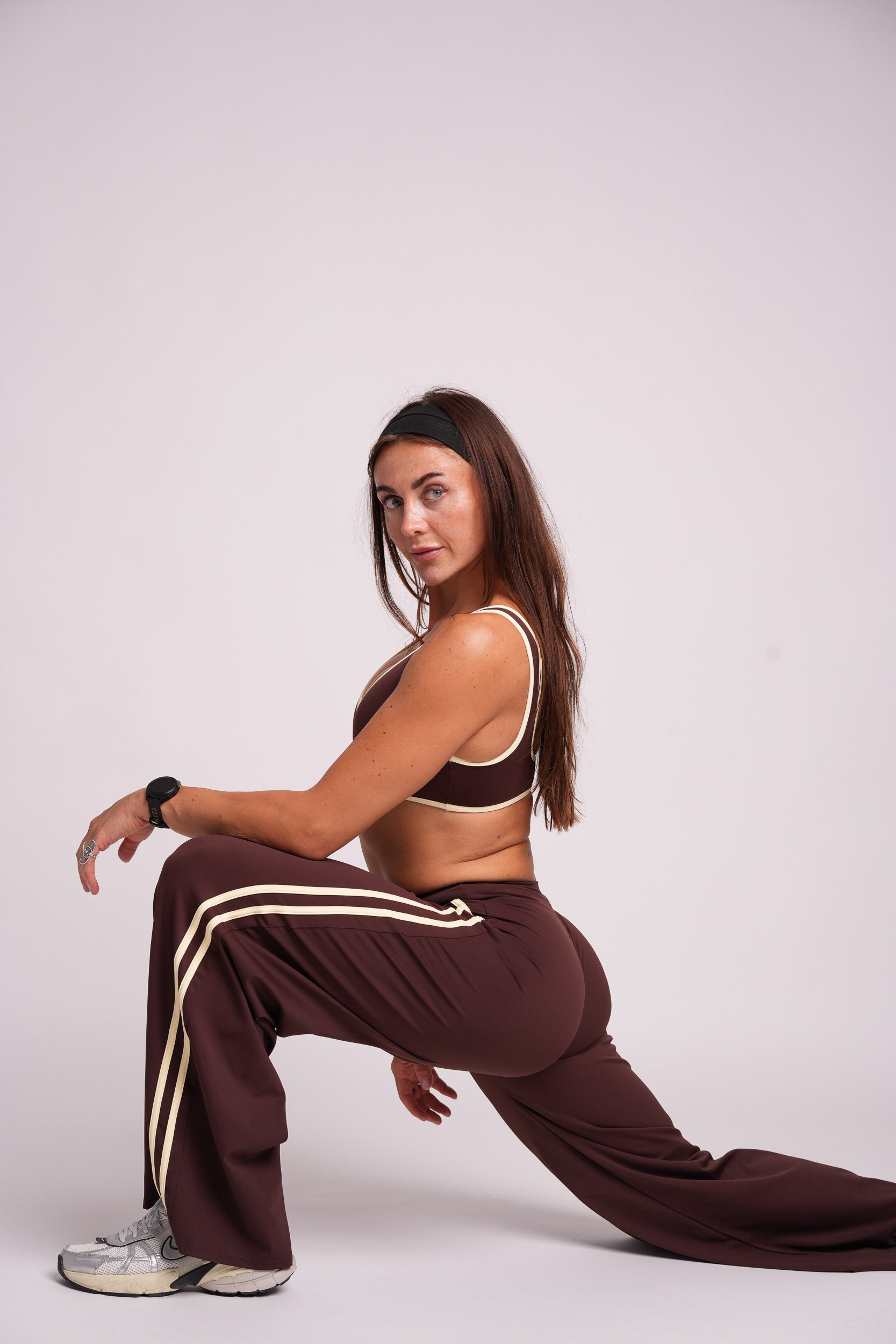 Flow Striped Wide leg pants (Brown/Butter Yellow)