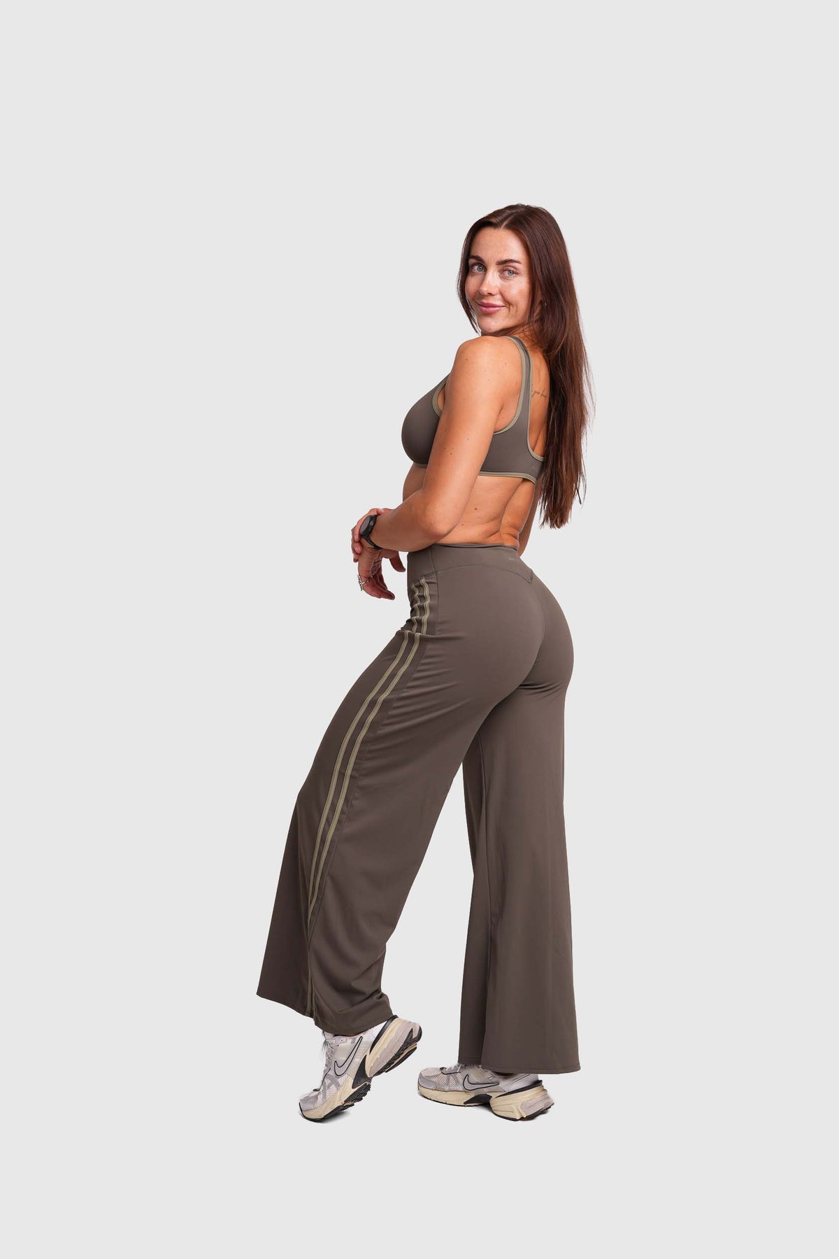 Flow Striped Wide leg pants (Army Green/Green)