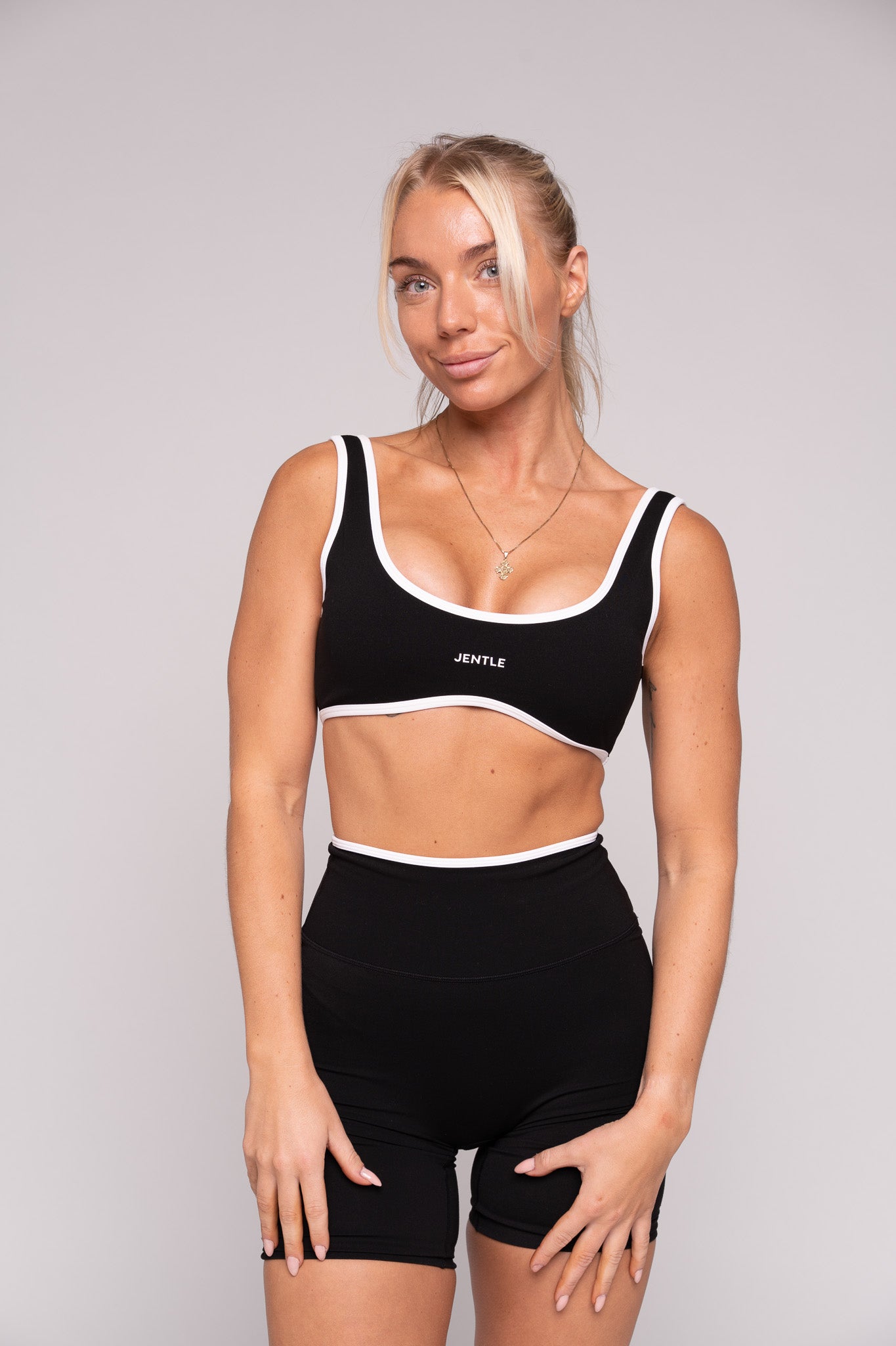 Day Double Line Sports Bra (Black) & Day Line Shorts (Black)
